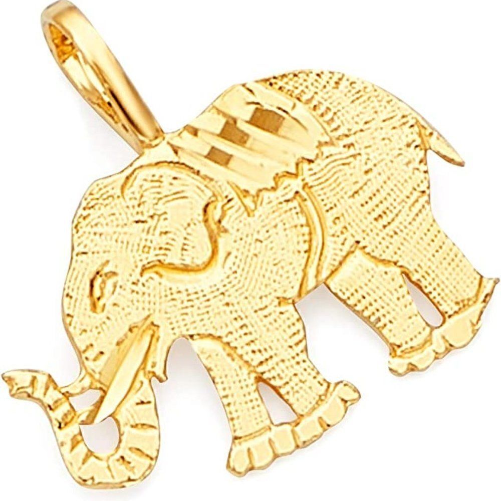 14k Solid Gold Elephant Pendant  Ideal 14k Solid Gold Charm  Mothers Day Gift